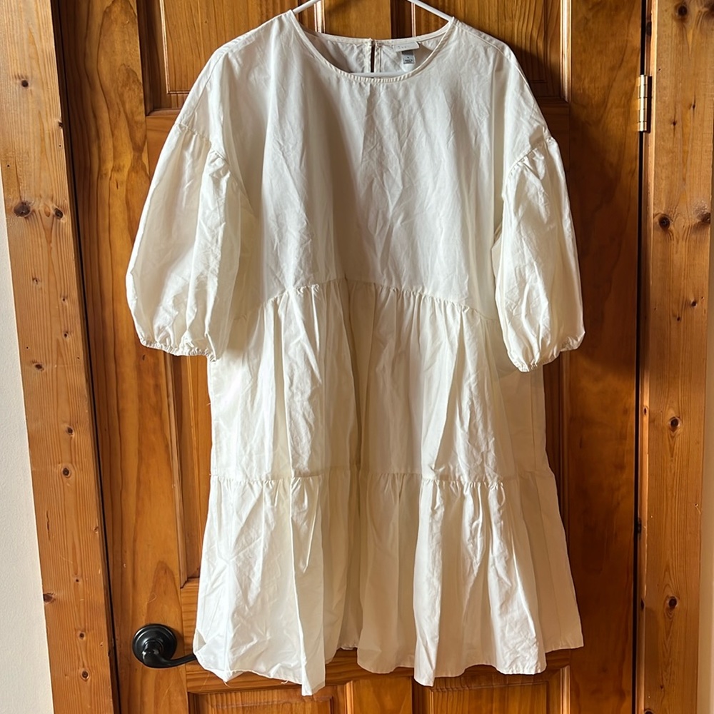 A New Day White 3 Tiered Puff Sleeve Dress